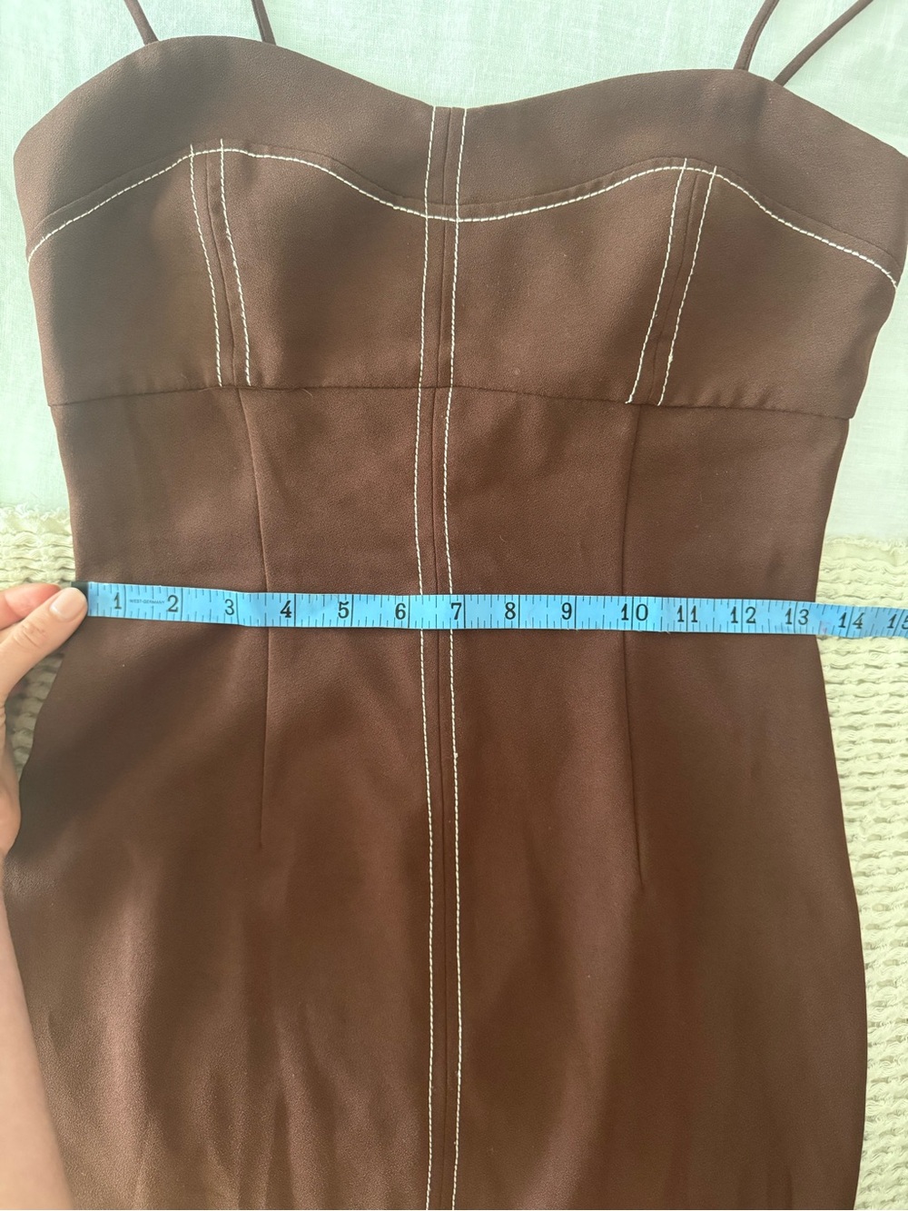 Zara Brown Strapless Midi Dress with Contrast Seams - Picture 7 of 7